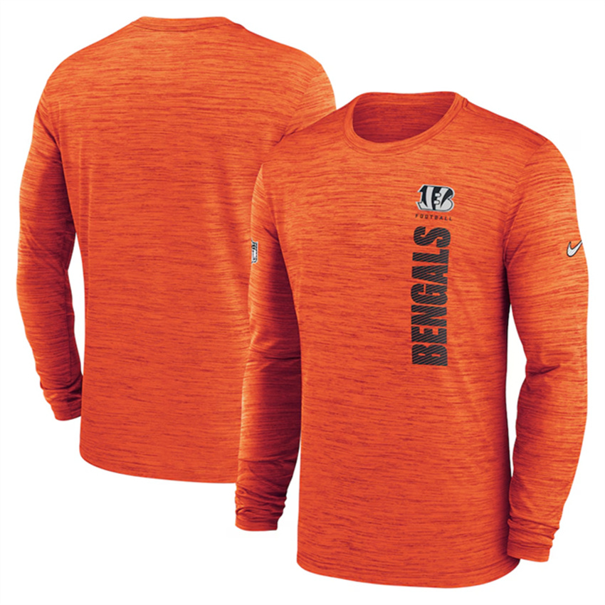 Men's Orange Cincinnati Bengals 2024 Sideline Team Velocity Performance Long Sleeve T-Shirt